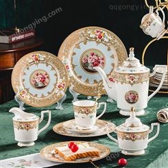 景德镇陶瓷法式复古田园花卉下午茶咖啡杯碟茶壶