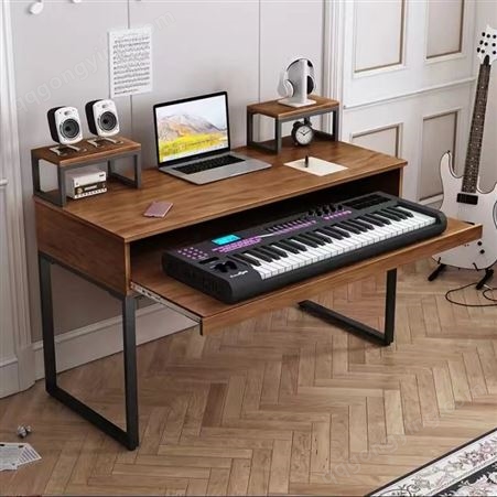 实木琴桌编曲工作台音乐制作录音棚桌midi键盘桌音频工作台电钢桌
