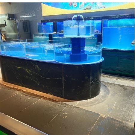 中岛式土建玻璃钢海鲜池 贝壳池鱼缸施工 鱼池设计制作