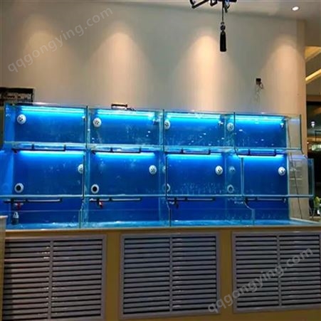 中岛式土建玻璃钢海鲜池 贝壳池鱼缸施工 鱼池设计制作