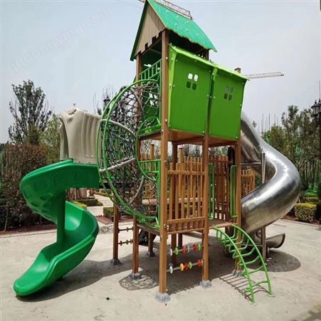 儿童滑梯定做 非动力木质不锈钢滑滑梯 游乐场淘气城堡玩具
