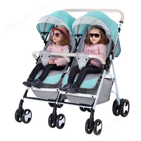 A0192代发轻便双胞胎婴儿推车高景观可坐可躺可拆分折叠双人儿童手推车