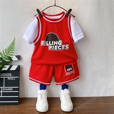 男童套装新款球衣洋气宝宝篮球服夏季儿童帅气短袖薄款