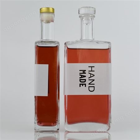 定制观云白酒瓶500毫升方形空酒瓶果酒瓶透明精白料水晶盖