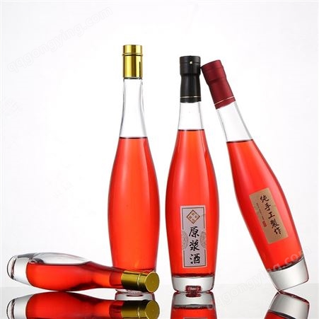 鸿皓 透明玻璃瓶生产厂 蒙砂密封葡萄酒果酒瓶空瓶