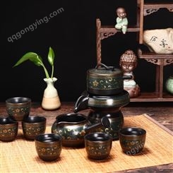 小磨茶具 拜访客户礼品 商务活动陶瓷套装 锦绣 图案可定