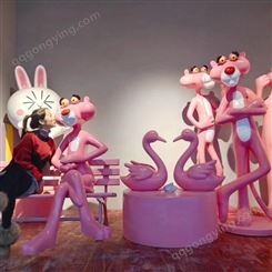 琭展粉红豹模型出租玻璃钢粉红豹租赁顽皮豹雕塑模型租赁出售