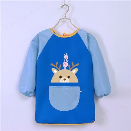 儿童罩衣防水防脏印刷logo夏季薄款婴儿护衣宝宝吃饭围兜画画围裙