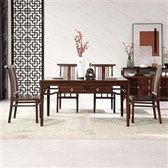 新中式实木餐桌椅组合储物桌吃饭桌现代别墅餐厅民宿轻奢北欧家具