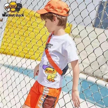 时尚韩版短袖 2021夏季新款 小黄鸭童装 童装批发货源
