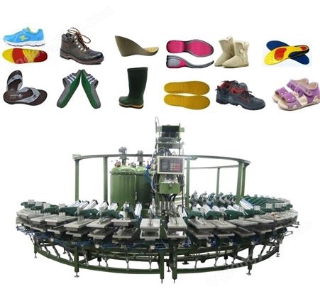 Pu鞋底生产设备 圆盘pu鞋底注塑机 聚氨酯半圆鞋底浇注机 LZ-XC 绿州