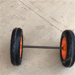 橡胶14寸实心轮手推车轮子老虎车轮子带轴轱辘两轮胎重型拖车滚轮