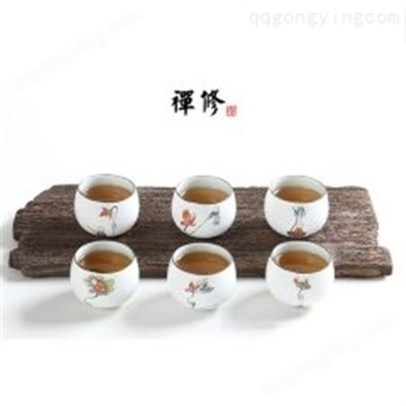 红素手绘青花瓷茶杯礼盒装 300件起订不单独零售