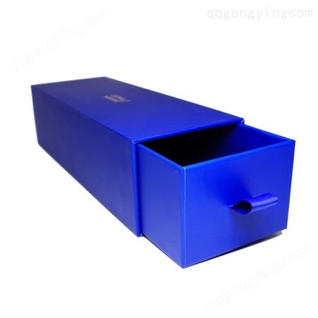 上海三煜印刷 长方形高档抽屉盒定做 蓝色艺术纸烫金 厂家定制 